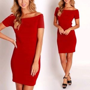 Red body-con dress